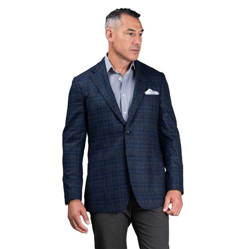 Rembrandt Malta Blue & Taupe Brown Check Blazer